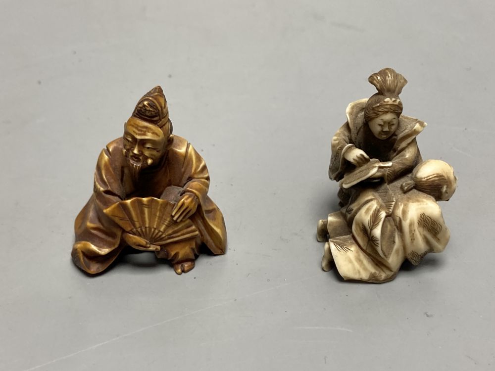 Three Japanese ivory netsuke, Meiji period, all signed